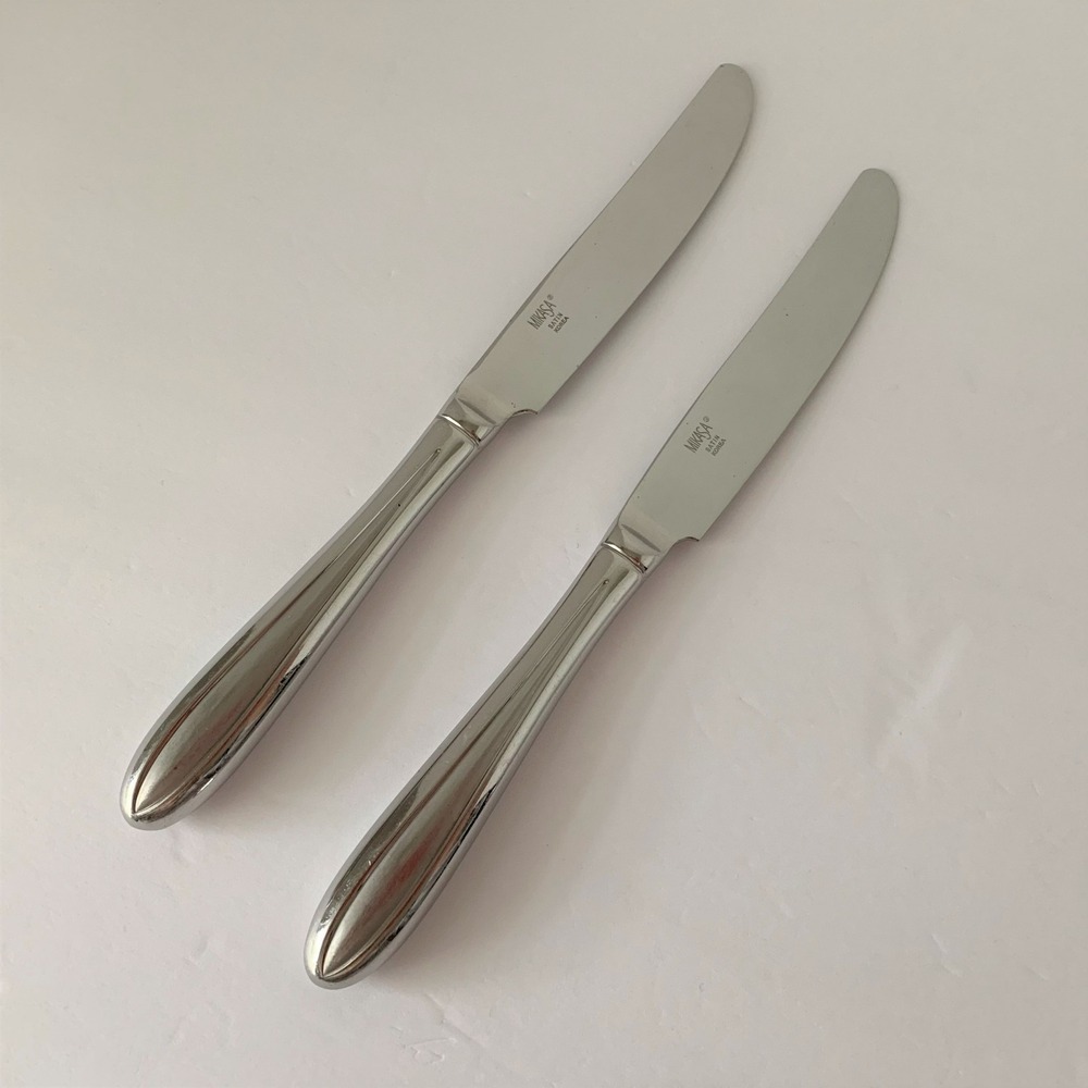 Mikasa SATIN Frost Center Stainless Steel Lot of 2 French Hollow Dinner Knives